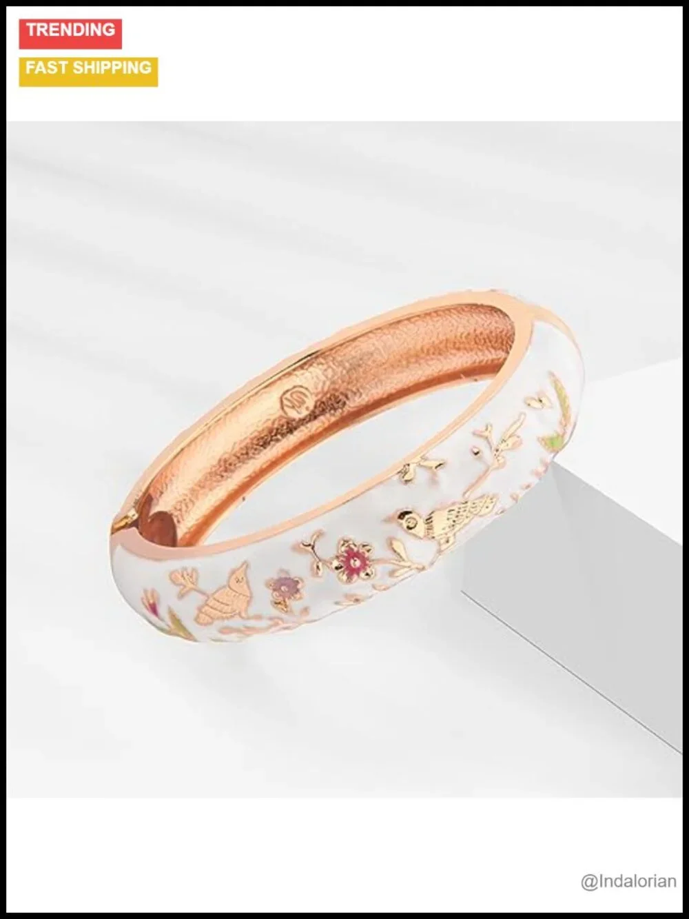 Enamel Crystal Hinge Cuff Bangle Bracelet Hollowed Bird Jewelry